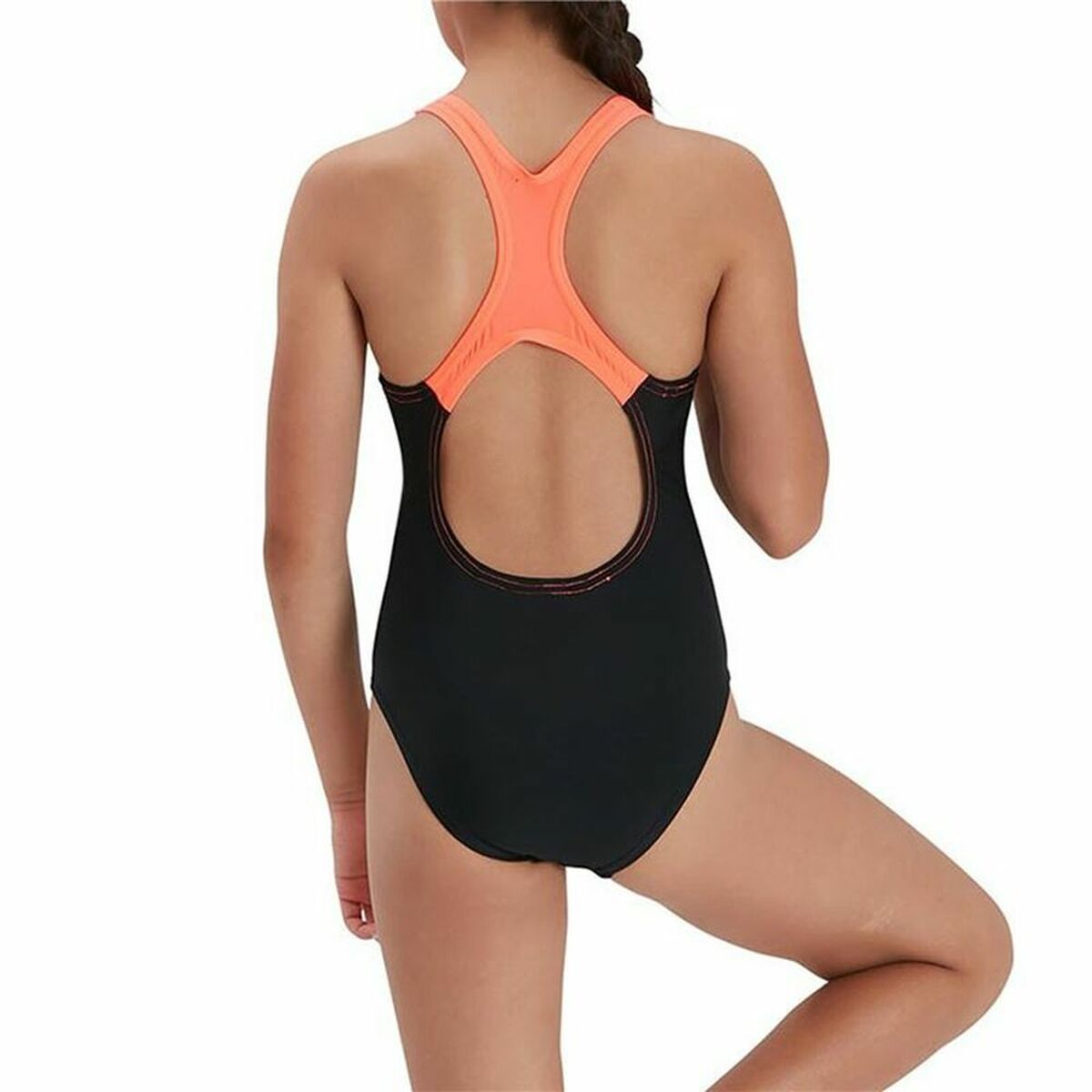 Swimsuit for Girls Speedo Medley Logo Medalist Black-2