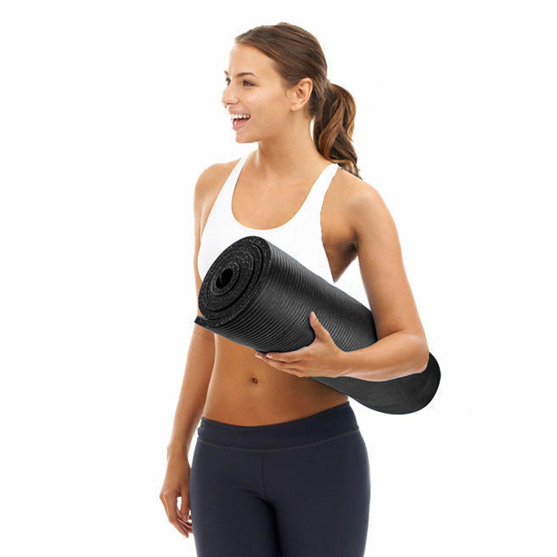 Tapis de yoga noir avec sac cadeau-2