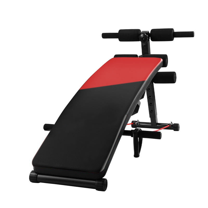 Banc pour abdominaux avec cordes élastiques et haltères-2