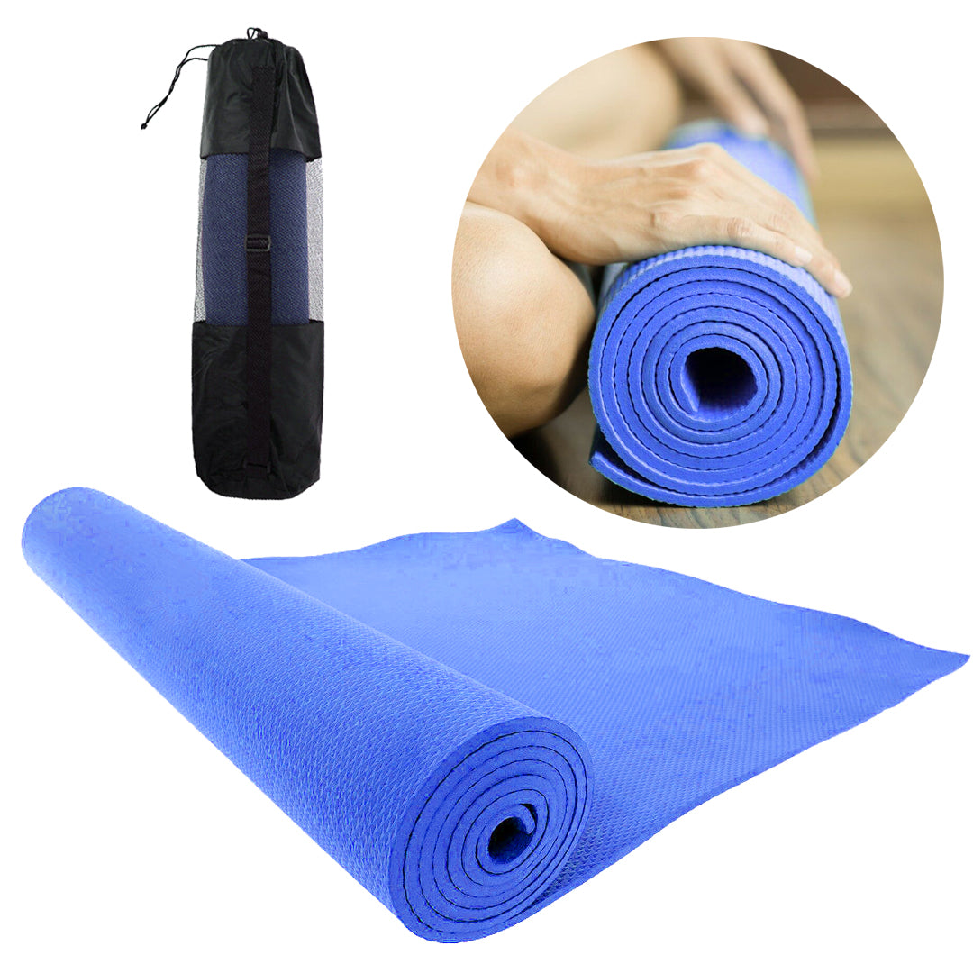 Tapis de yoga bleu avec sac cadeau-2