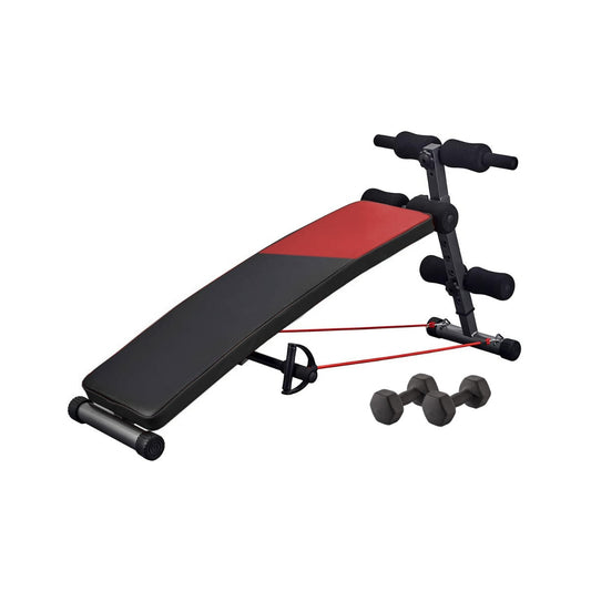 Banc pour abdominaux avec cordes élastiques et haltères-0