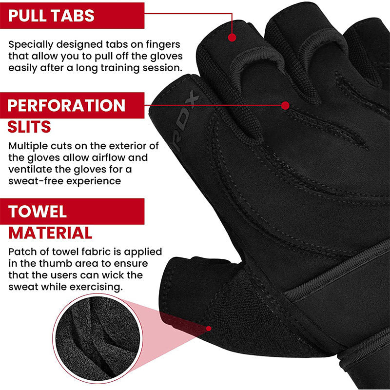 RDX L4 Gants Mitaines de Musculation Gants d'Haltérophilie